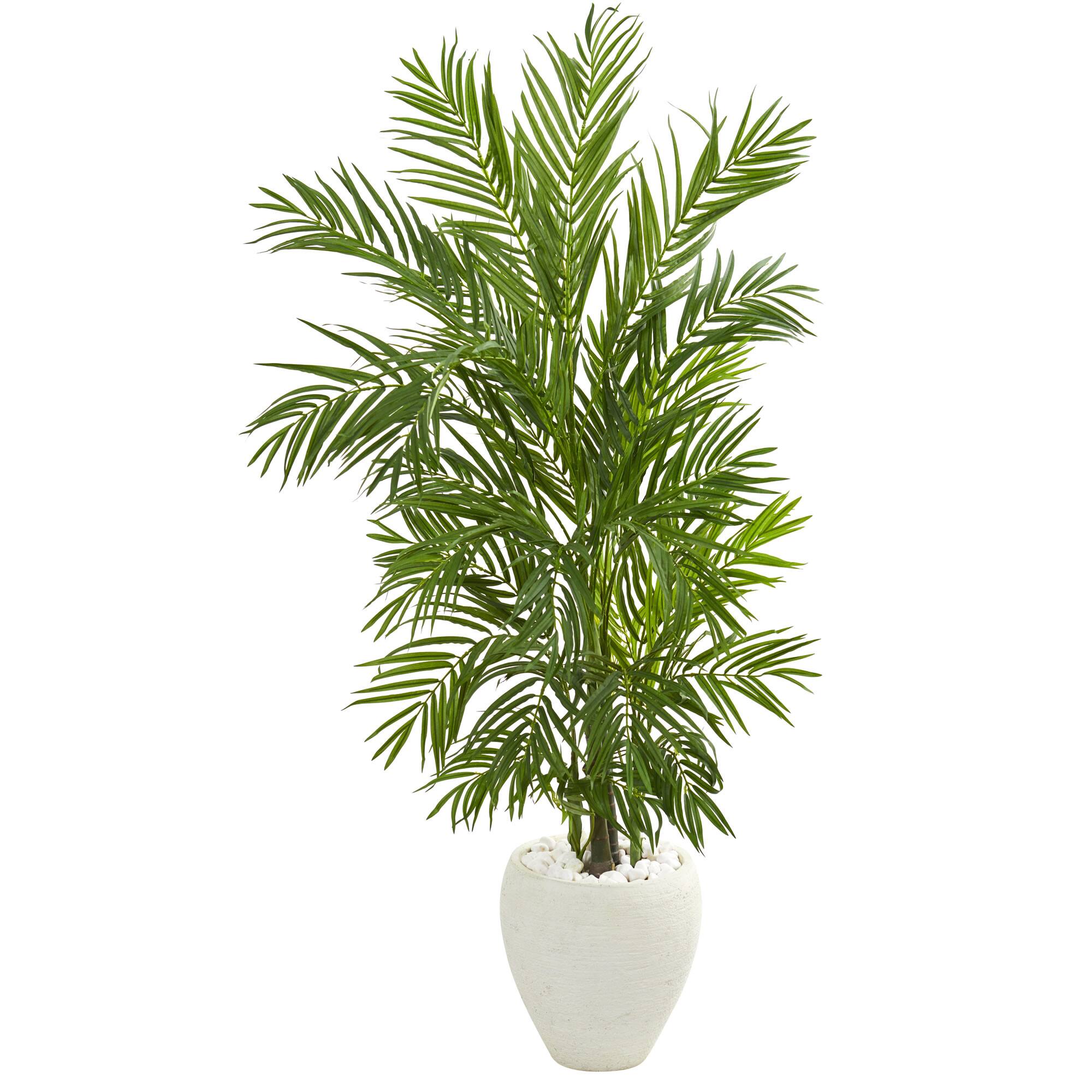 5ft. Areca Palm Artificial Tree in White Planter